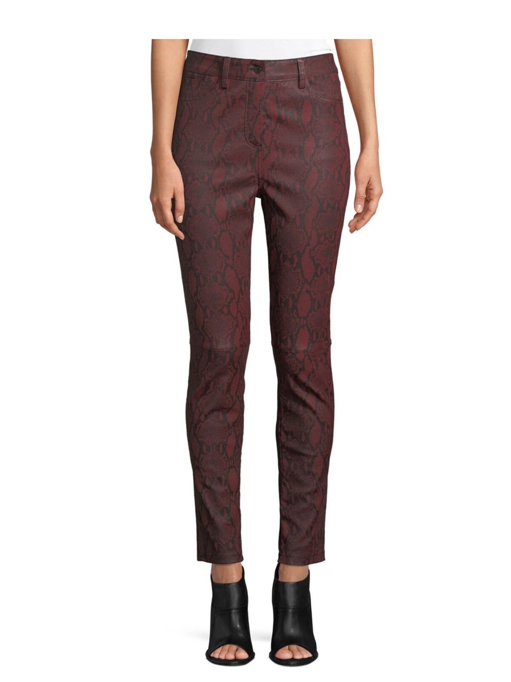 A.L.C. Turner LEATHER Pants snake print slim pants red black